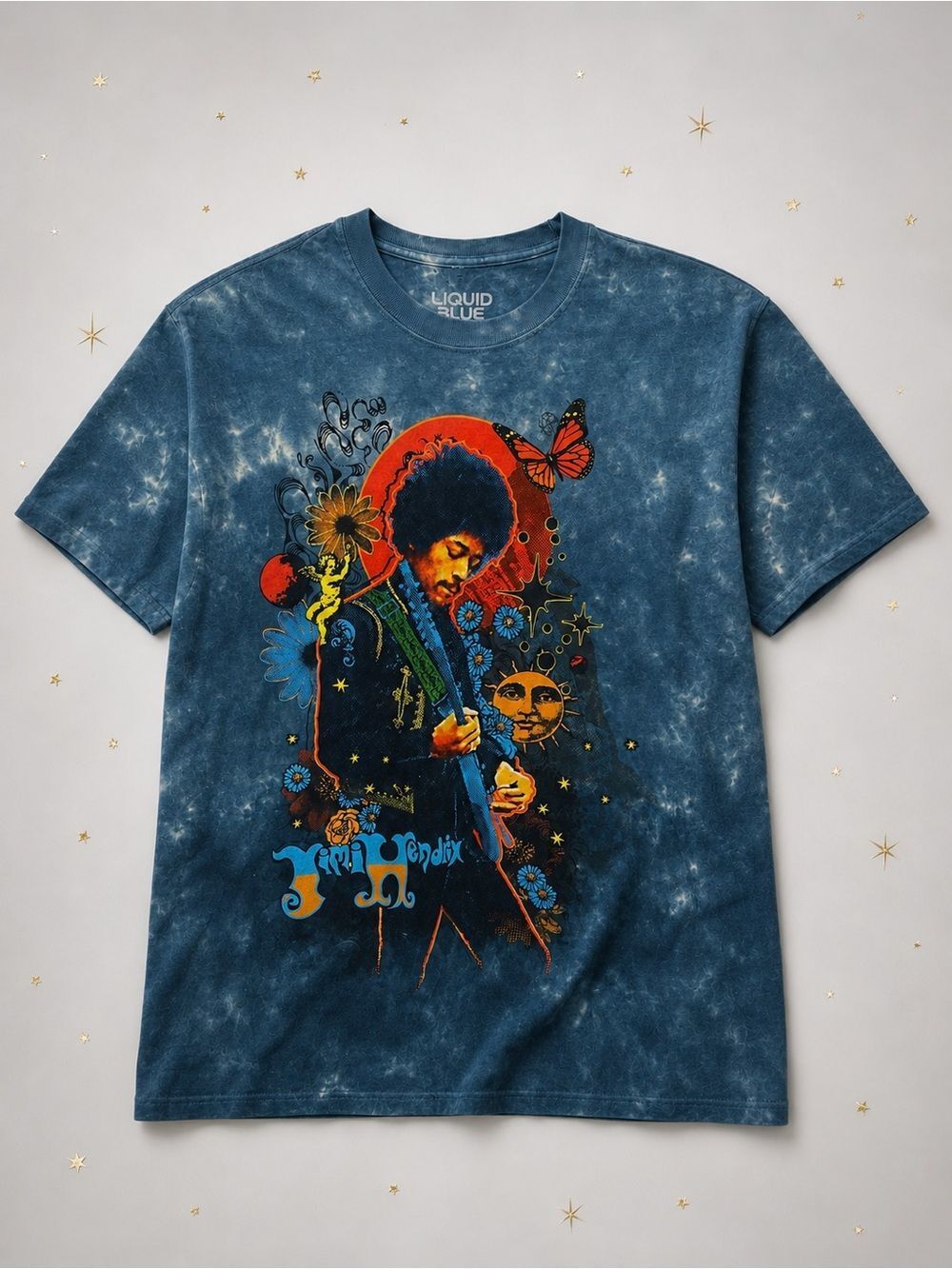 Jimi Hendrix Liquid Blue Tie-Dye Graphic Tee – Size Large